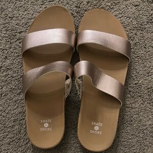 Shade & Shore Silver Sandals Double-Strap Slide